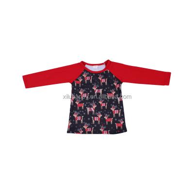 China 2021 New Design Milk Silk Long Sleeves Ruffle Christmas Boutique Baby Girls Kids Breathable Long Shirt for sale