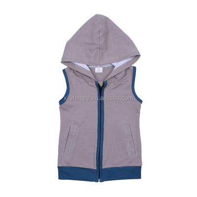 China Gray All-Match Breathable Classic High Quality Children's Boy's Casual Sleeveless Hooded Top for sale