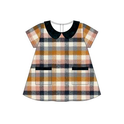 China Wholesale Causal Wear European Kids Clothes Girls Short Sleeve All-match Plaid Printing Baby Tops for sale