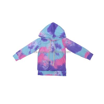 China 2021 Viable New Autumn Baby Girls Clothes Long Sleeve Tie Dye Print Baby Tie Dye Hooded Hoodie for sale