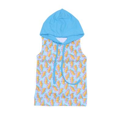 China High-quality and exquisite breathable European and American all-match style light blue sleeveless hoodie autumn and winter style printing for sale