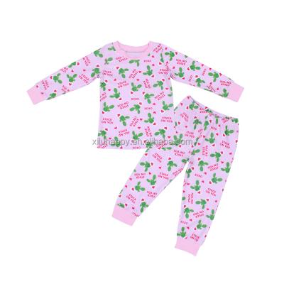 China 2021 High Quality Breathable Kids Boutique Long Sleeve Print Children Babies Pajamas Sets for sale