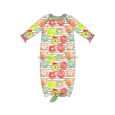 China Wholesale Hot Breathable Exquisite Fashion Long Sleeve Ruffle Donuts Print Toddler Baby Dress for sale