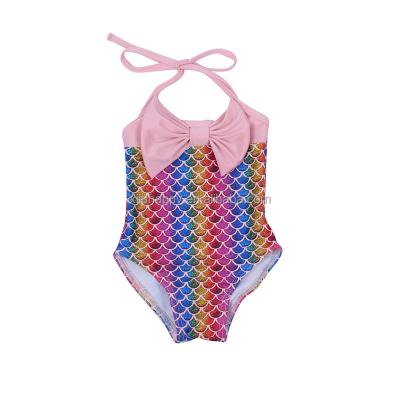 China Baby Bow Design Kids Breathable Swimwear Summer Sleeveless Infant Bathing Swimsuits for sale