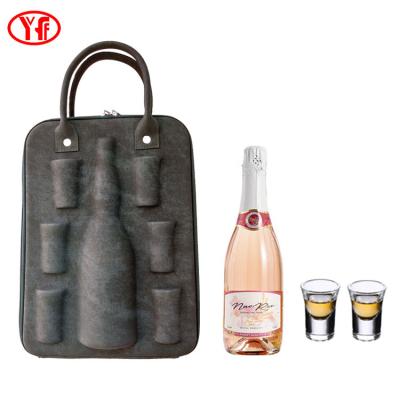 China Funny Wine Bottle Carry Wine Bag Luxury Shockproof Leather Carry Bag Wholesale for sale