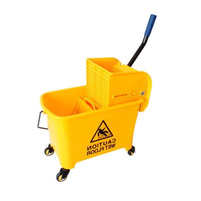 China Sustainable Yellow 20L Mop Wringer Cart Wipes Cleaning Bucket for sale