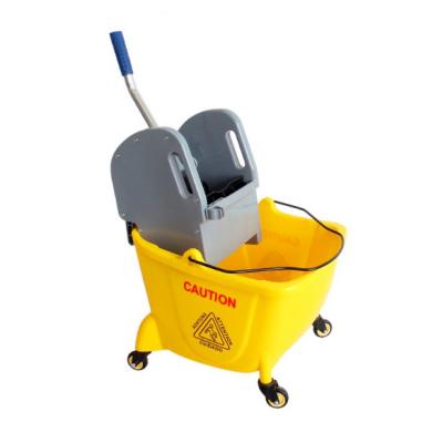 China Sustainable 24L Single Bucket Yellow Wringer Broom Cart for sale