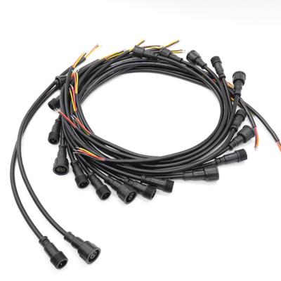 China BLACK waterproof telecommunication 3/30cm/50cm core braid male/female customized long each 18AWG wire, 3x0.75mm2 with Ray Wu 13.5mm connector for sale