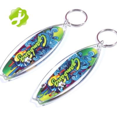 China For businese gifts or home use best selling acrylic beach design sea surfboard key chain for sale