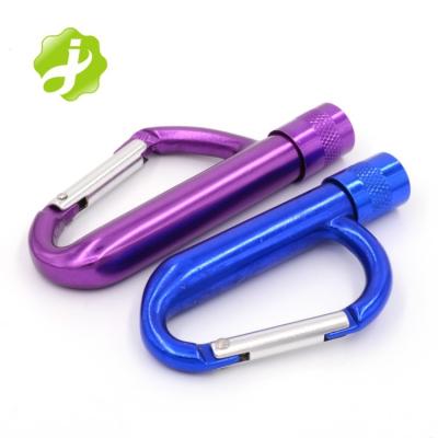 China Customized Promotion Clip Shaped Aluminum Carabiner Customs Lead Flashlight for sale