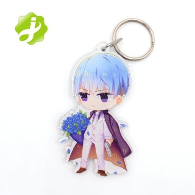 China Promotional Custom Cut Anime Lovers Laser Key Chain Acrylic Clear Wholesale for sale