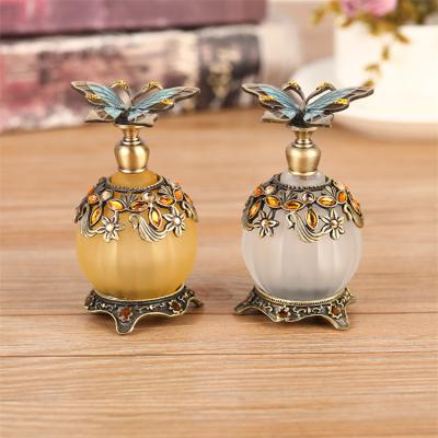 China Wholesale 10ml 30ML Care Wholesale 10ml 30ML Personal Care Metal Mosaic Enamel Glass Perfume Bottle Dropper Pumpkin Antique Perfume Bottle for sale