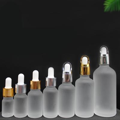 China 2022 Hot sale 15ml 30ml luxury glass frosted essential oil dropper bottle of personal care for sale