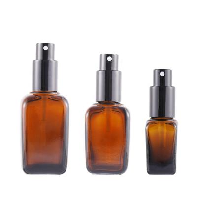 China Low Price 10ml-100ml Brown Square Spray Glass Bottle High Quality Recyclable Perfume Bottle Wholesales for sale