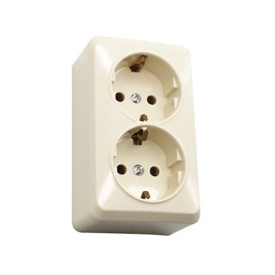 China 220v 16AEU Power Wall Mounted Dual Outlet Residential / General Purpose Wall Socket for sale