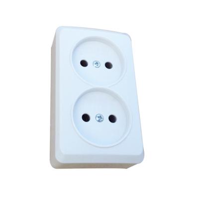 China EU Russia Residential / General Purpose Surface Mounted 2 Pin Power Wall Outlet for sale