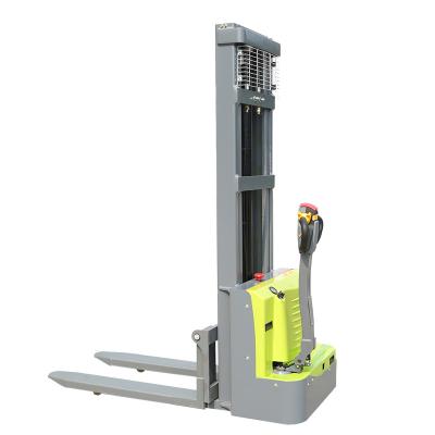 Cina battery operated stacker forklift 1ton 1.5ton 2ton electric pallet stacker with 1.5-5 meter lifting height in vendita