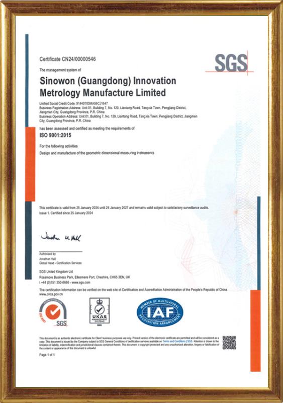 SGS ISO9001 2015 - Hoyamo and Sinowon Inc