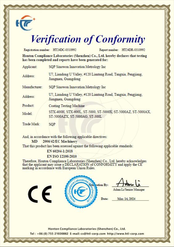 CE Certificate - Hoyamo and Sinowon Inc