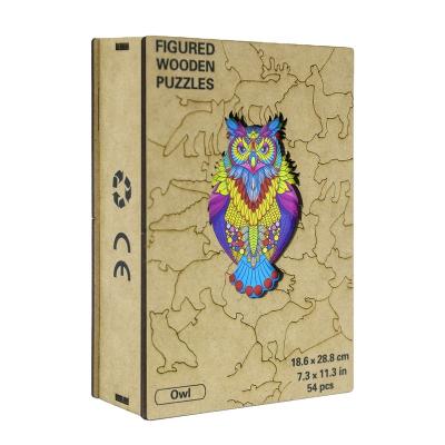 China DIY TOY Children's 3D puzzle animal puzzles Wooden Night-cat wooden owl toy box box for sale