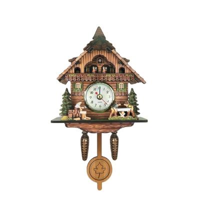 China Antique Style 3d Wallpaper Wall Clock Home Decoration, Rustic Home Wall Stickers Farmhouse Decor Cuckoo Clock for sale