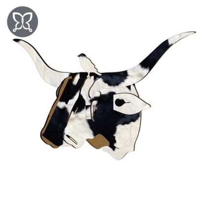 China Minimalist Modern Animal Heads Cow Wooden Head Hanging Fancy Dummy Decor Cute Animals Kids Room for sale