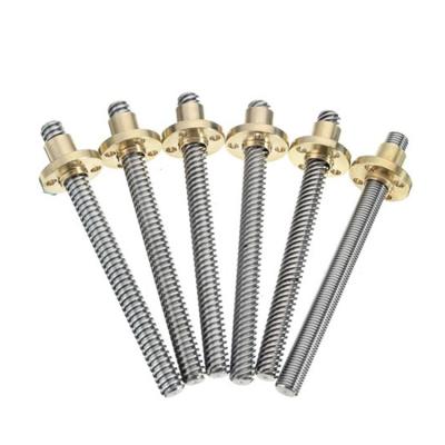 China 220 Mm T8 8Mm Pitch Tr10X2 Tr12*20 Tr16 Screws And Nuts Leadscrews Trapezoidal Auto Machinery Leadscrew 1604 Frames Rod Thread Threaded Shaft for sale