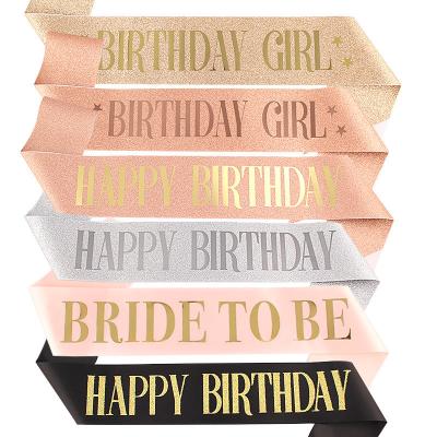 China Satin or Glitter Fabric Customized 'Bride To Be' Sash for Bachelor Party - Glitter Bridal Shower Sash with Foil Lettering - Hen Party Decorations for sale