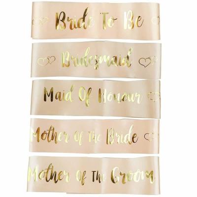 China Satin or Fabric Rose Gold Bridesmaid Sash Set for Bridesmaids, Maid of Honor, Bridal Shower and Hen Party for sale