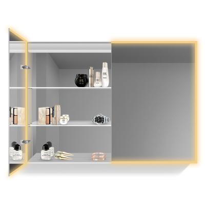 China Magnifying Mirror Cabinet For Bathroom With Led Light Smart Storage Bathroom Mirror Cabinet With Light Wall Mounted for sale