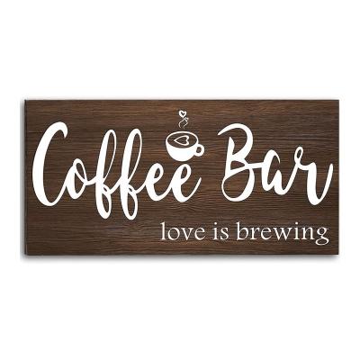 China Rustic Wood Coffee Sign Farmhouse Coffee Bar Wall Decor wooden coffee sign for sale