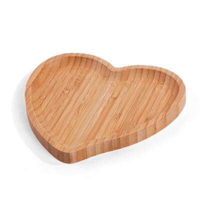 China factory direct heart shape bamboo wooden serving tray wooden heart tray for sale