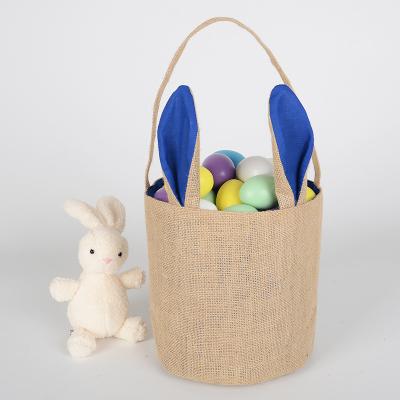 China Easter Bunny Baskets Jute Burlap Bunny Ear easter bunny totes bag for sale