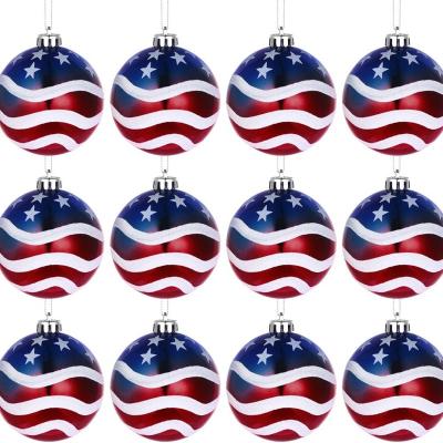 China Hot sale American national day Patriotic Ball pendant 6CM American flag Christmas Ball American Independence Day decorations for sale