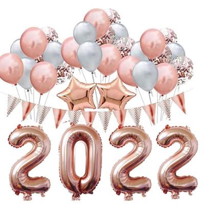 China New rose gold foil balloon set 2022 Christmas New Year party supplies decoration latex confetti balloons for sale