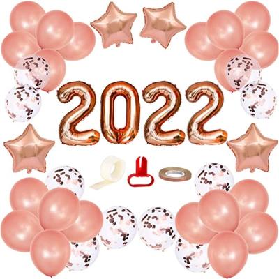 China amazon hot seller Happy New Year Anniversary 2022 Set New Years Eve Party Supplies happy new year balloon set for sale