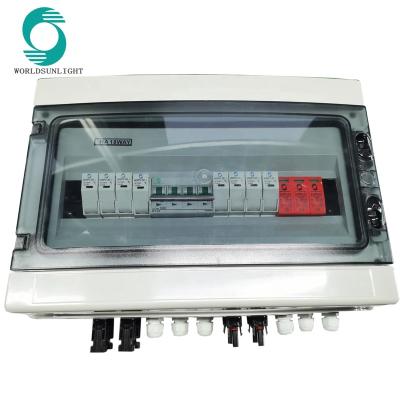 China 16A Worldsunlight WSDB-PV4/1 IP65 4 IN 1 OUT 4 Strings 15A 1000V DC Solar PV Combiner Box Junction Box for sale