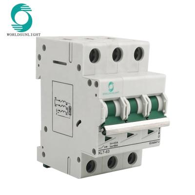 China Worldsunlight DC 750V 20AMP ​​6kA 3P Miniature Pole Polarity DC Circuit Breaker mcb non circuit breaking for sale