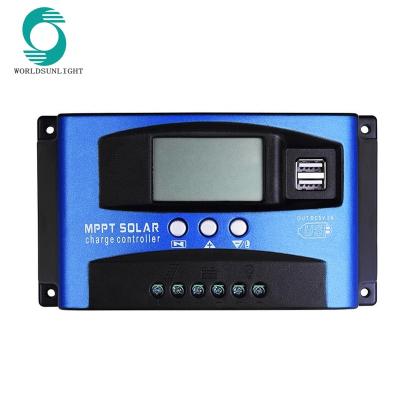 China Automatic Charger Controller WSSCC-4 30A 60A 100A Solar Panel 12/24V Battery Regulator Dual USB 5V Output MPPT Solar Charge Controller for sale