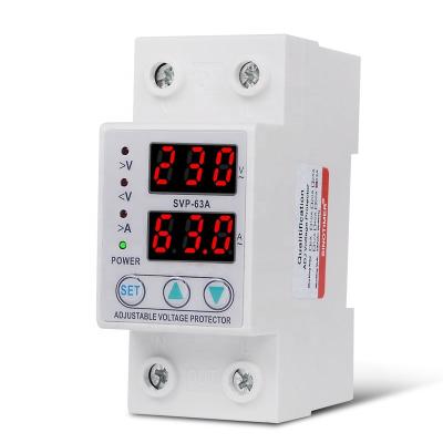 China Multi Purpose 40A 63A 230V Single Phase Digital Protector Din Rail Current Voltage Adjustable Over And Under Voltage Protector for sale