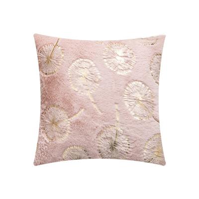 China Best Soft Cushion Covers Sofa Decorate Bronzing Dandelion Pattern Soft Pink Cushion Cover for sale