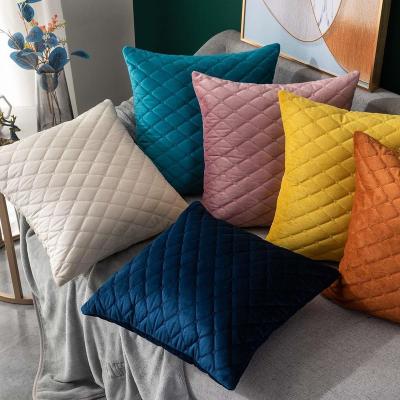 China Quilting Velvet Sofa Lingge Designer Cushion Covers Craft Throw Pillow Cover High Quality Viable Cushion Cover For Home Decor for sale