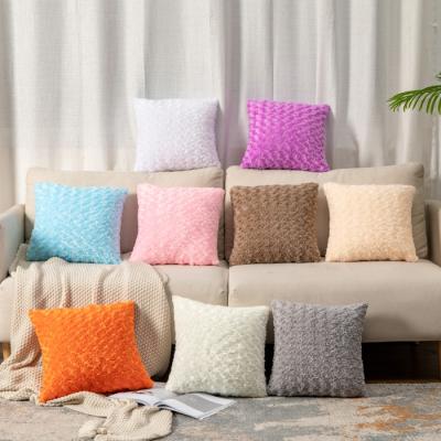 China Plain Soft Plush Cushion Cover Sofa Decor Handmade Tuft Fluffy Fluffy Cushion Cover Pillow Cases Solid Color for sale