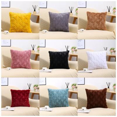 China Wholesale Soft Plaid Cushion Cover Pv Shear Geometric Printed Cushion Cover for sale