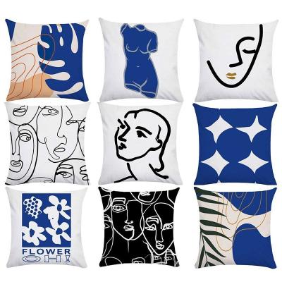 China Custom Copy Square Style Plush Cushion Cover Abstract Pattern Soft Nordic Cushion Cover 45x45cm For Home Decoration for sale