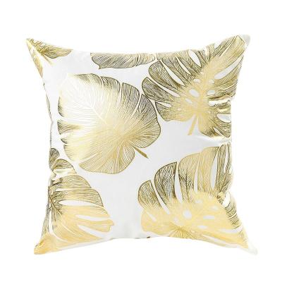 China Bronzing Gold Printed Pillow Cover Decorative Soft Plush Bronzing Cushion Cover For Sofa Seat Car Cheap Pillowcase for sale