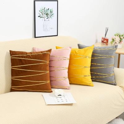 China Eight Gold Bar Pillow Case 2022 Nordic Style Cushion Cover Velvet Modern Luxury Sofa Cushion Cover Custom Pillow Cover for sale