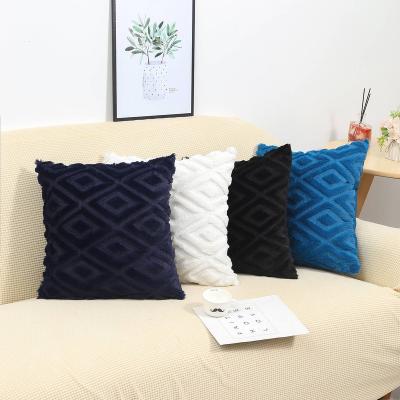 China Wholesale Soft Faux Fur Cushion Cover New Nordic Quilted Design Square Quilted Modern Cushion Cover For Sofa Bed Decoration for sale