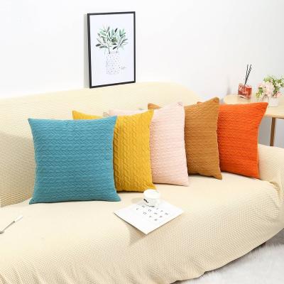 China Solid Color Soft Twist Cushion Cover Fashion Home Decoration Tile Case Cushion Cover Set for sale