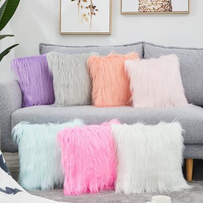 China Viable Sofa Decorative Shaggy Fluffy Plush Cushion Cover Fur Plush Cushion Covers Home Decor Pillows Covers For Living Room Bedroom for sale